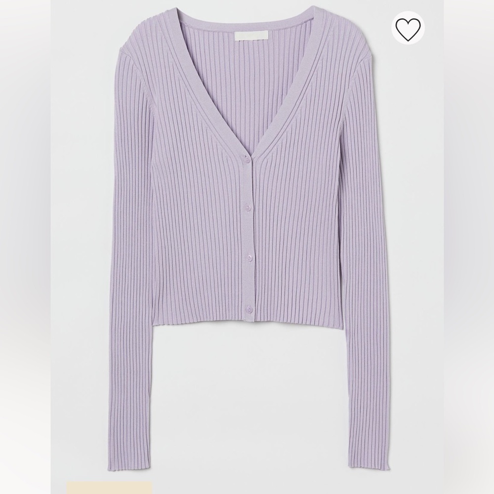 H&M Orange Tangerine Purple Lilac Knit Slim Cropped Ribbed Cardigan